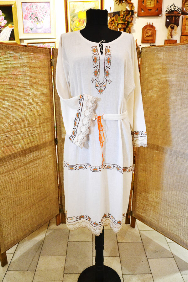 Hand-embroidered traditional Bulgarian long lady's shirt