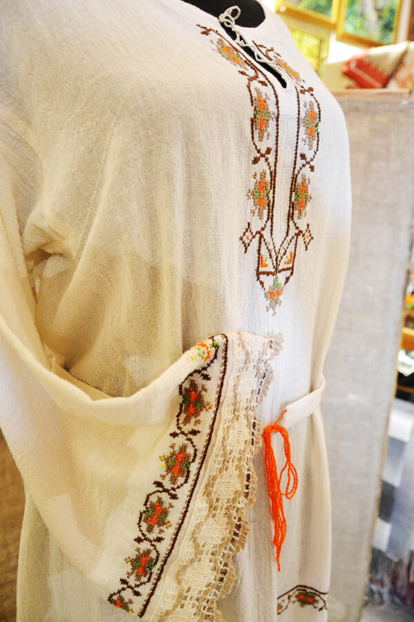 Hand-embroidered traditional Bulgarian long lady's shirt