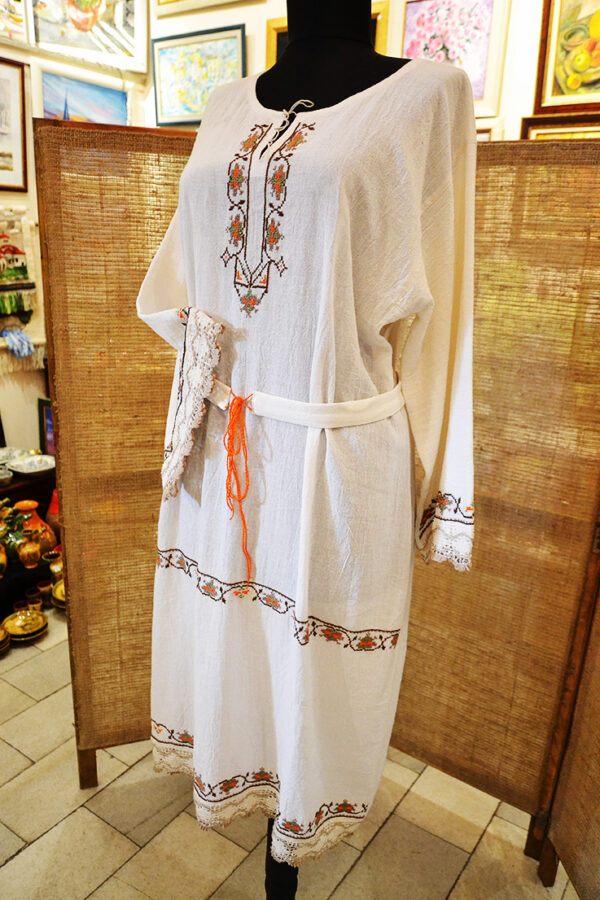 Hand-embroidered traditional Bulgarian long lady's shirt