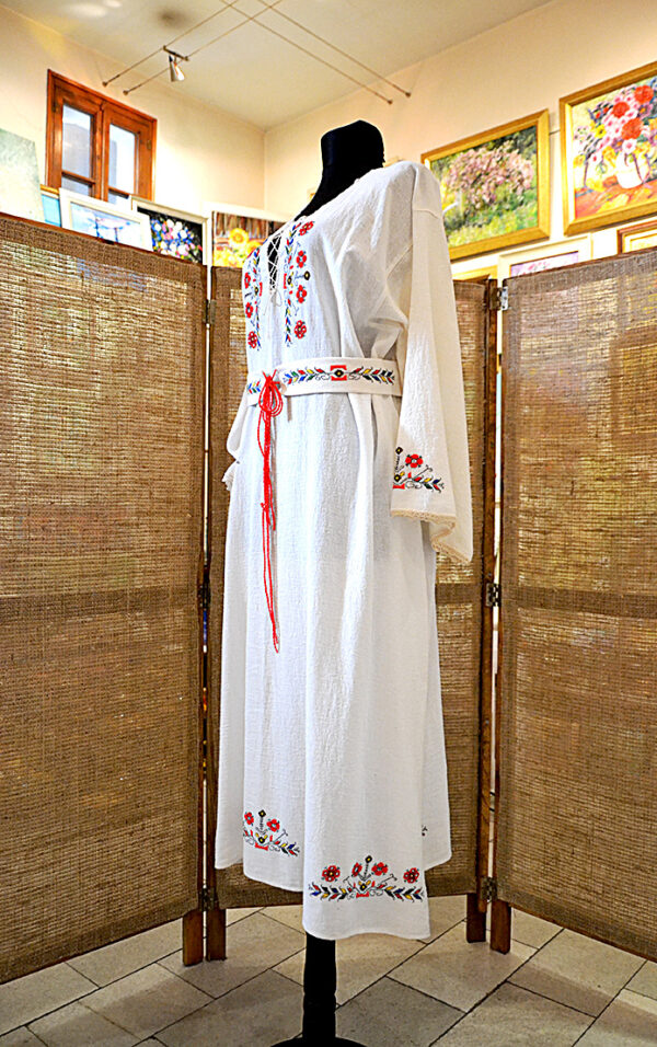 Hand-embroidered traditional Bulgarian long women shirt
