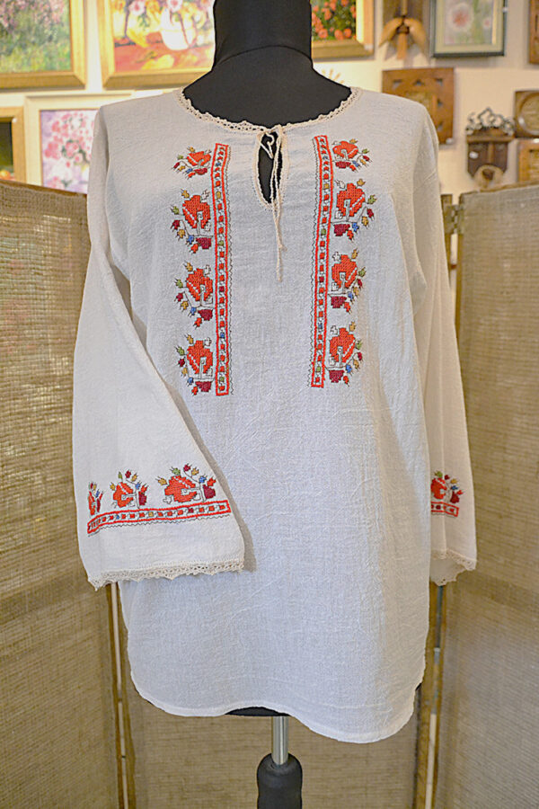 Hand-embroidered Women Blouse Traditional Bulgarian Symbols