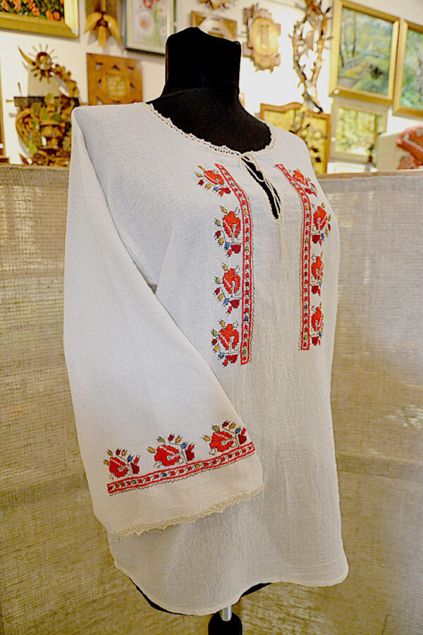 Hand-embroidered Women Blouse Traditional Bulgarian Symbols