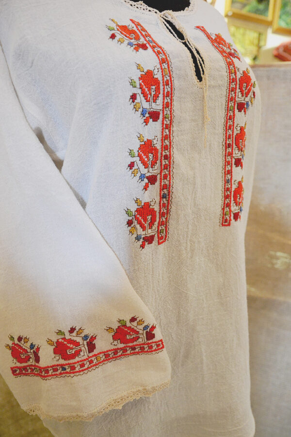 Hand-embroidered Women Blouse Traditional Bulgarian Symbols