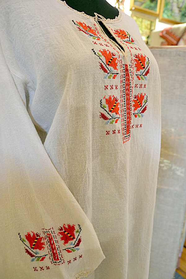 Embroidered Women Blouse Traditional Bulgarian Symbols