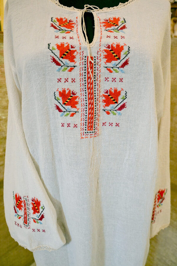 Embroidered Women Blouse Traditional Bulgarian Symbols