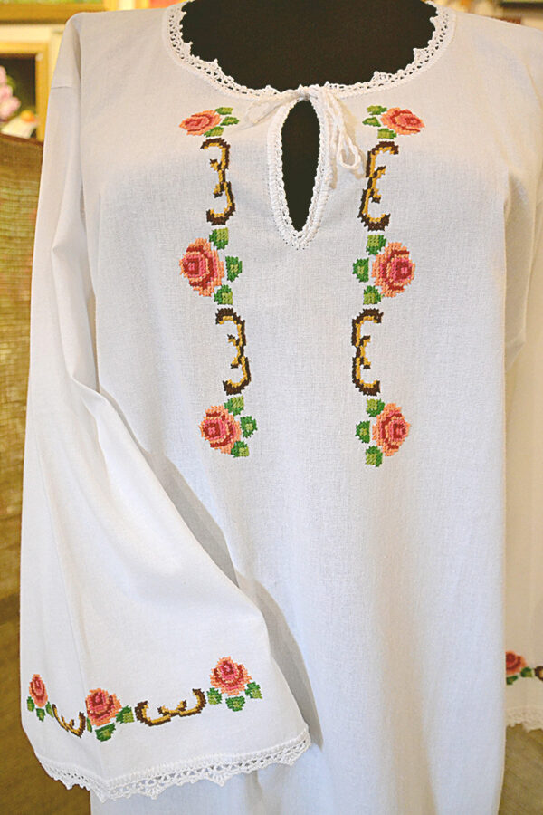 Women blouse hand made embroidery traditional Bulgarian symbols