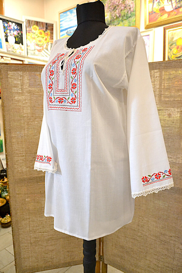 Embroidered Women Blouse Traditional Bulgarian Symbols