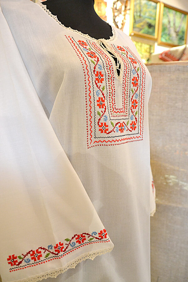 Embroidered Women Blouse Traditional Bulgarian Symbols