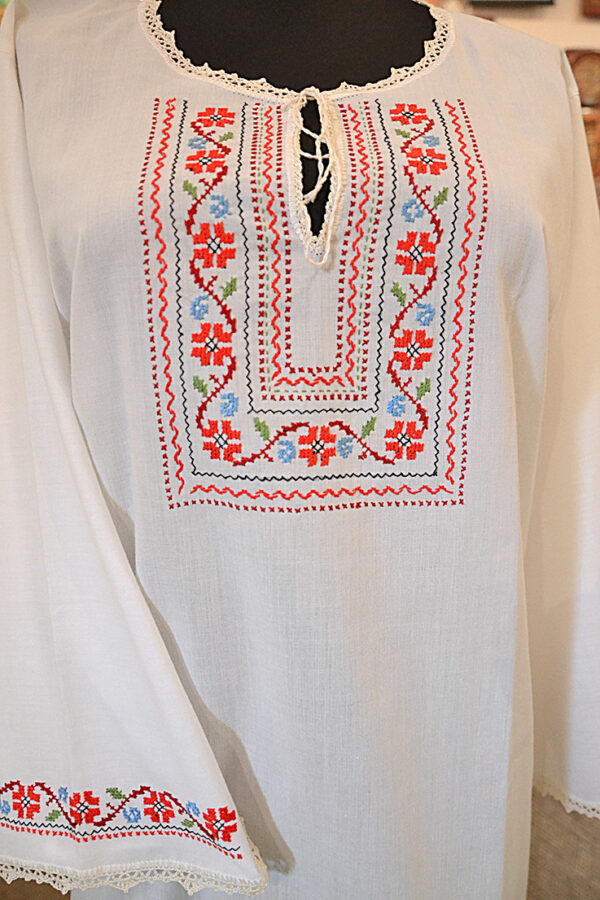 Embroidered Women Blouse Traditional Bulgarian Symbols