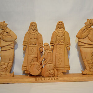 Bulgarian folk musicians wood carving