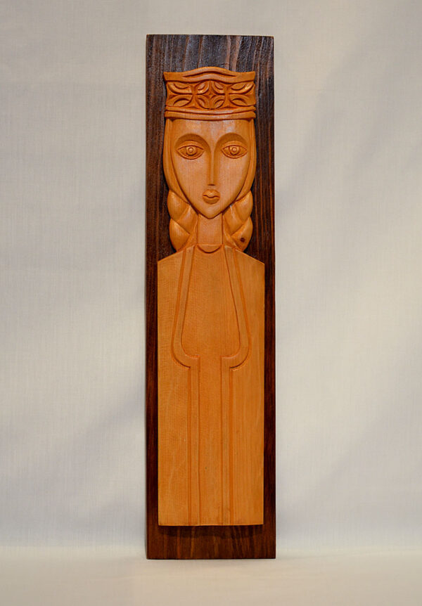 Damsel handmade wood carving pine wood