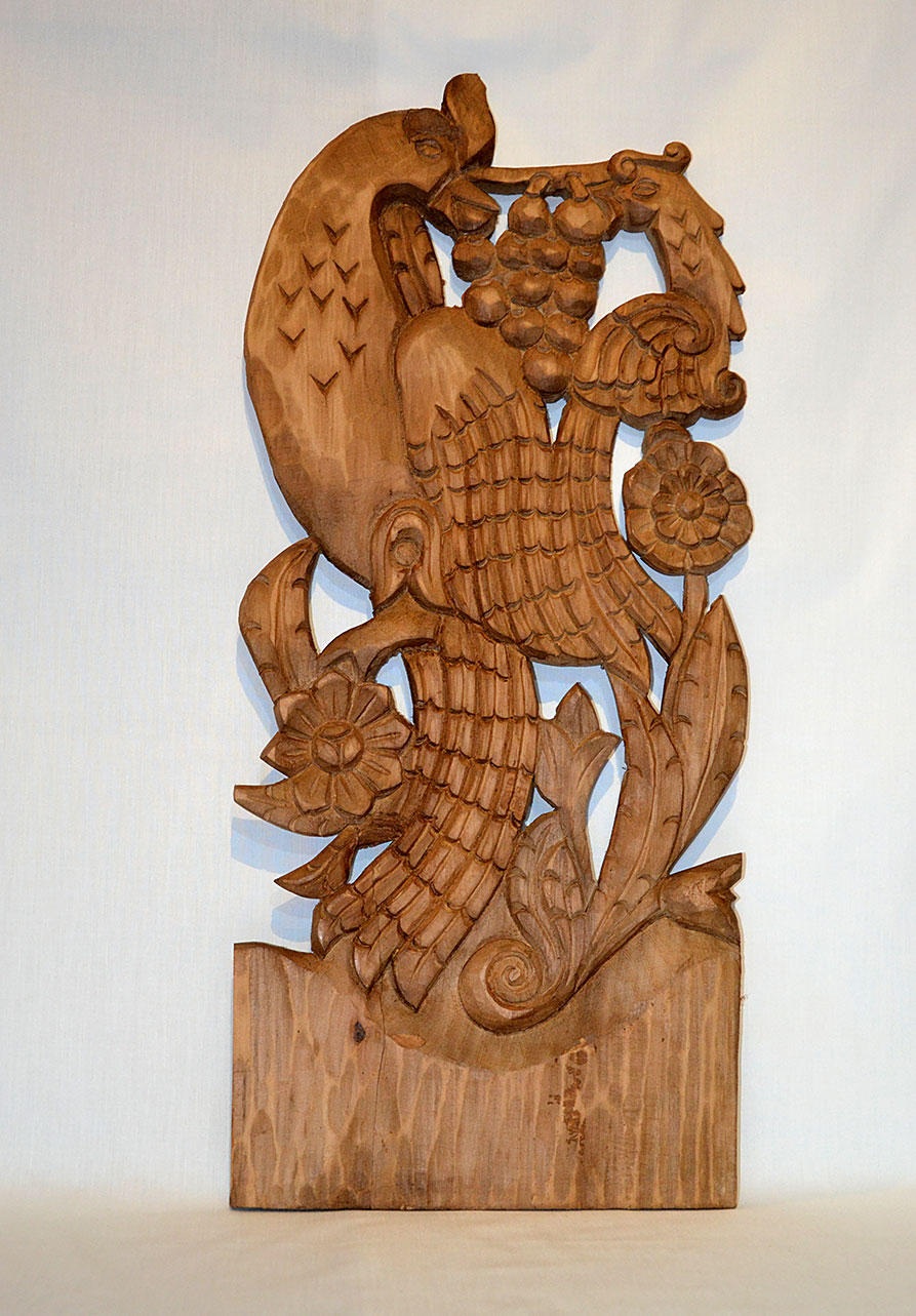 Phoenix wood carving from linden wood
