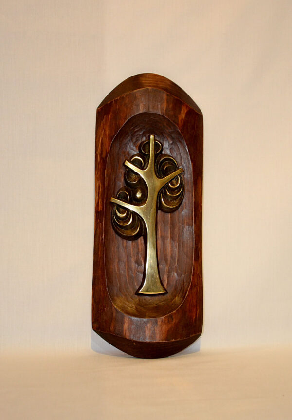 Tree of life woodcarving and brass