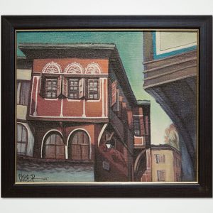 acrylic painting old plovdiv balabanov house