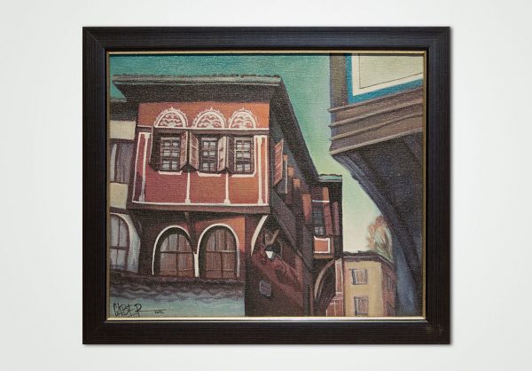acrylic painting old plovdiv balabanov house