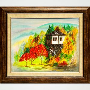 oil-acrylic painting old bulgarian house
