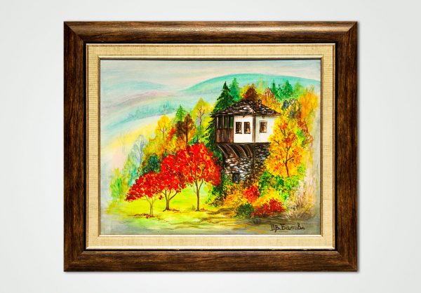 oil-acrylic painting old bulgarian house