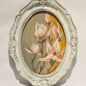 retro frame oil painting magnolias
