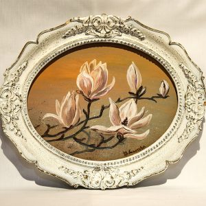 retro frame oil painting magnolias