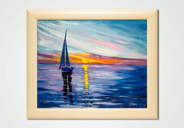 oil painting sea sunset