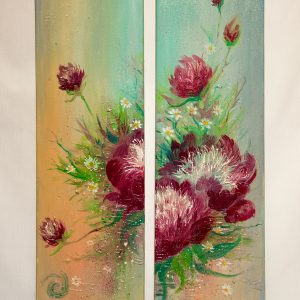oil painting two part picture peonies