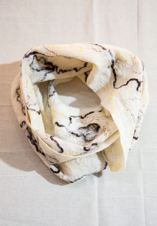 Scarf of felt and fabric