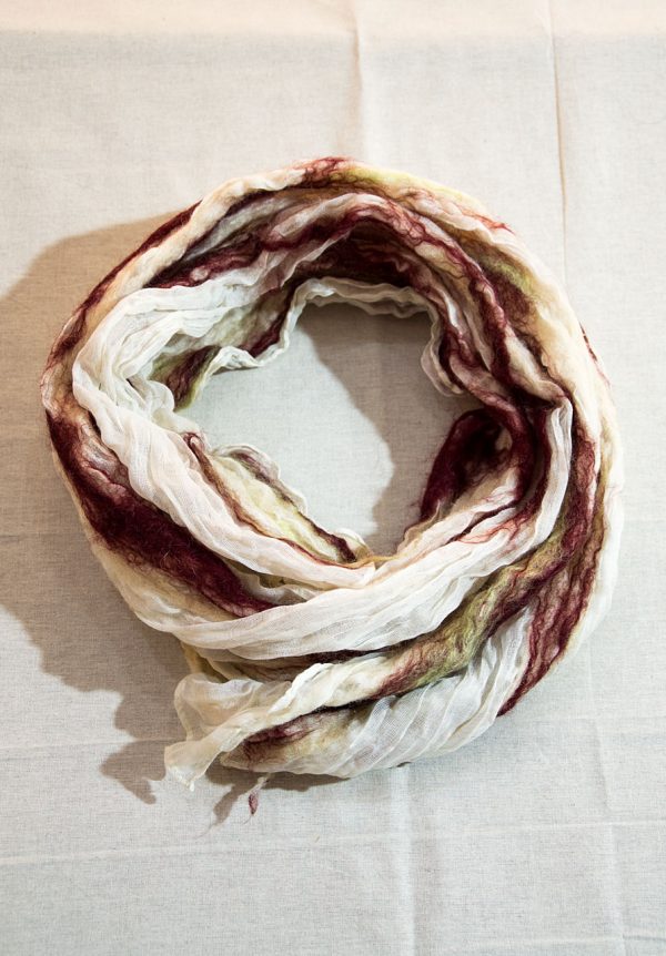 Scarf of felt and fabric