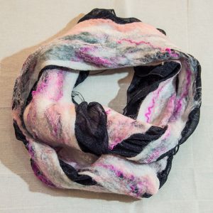 Scarf of felt and fabric