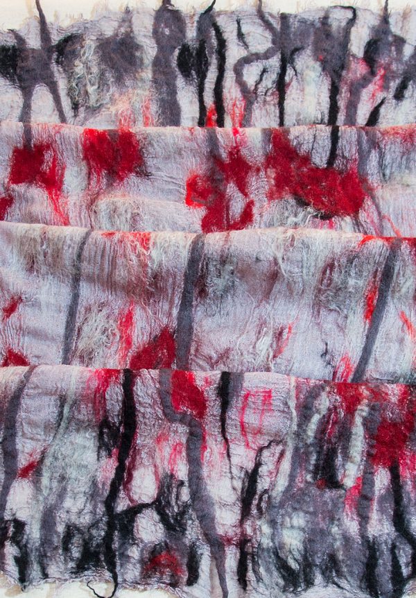 Scarf of felt and fabric