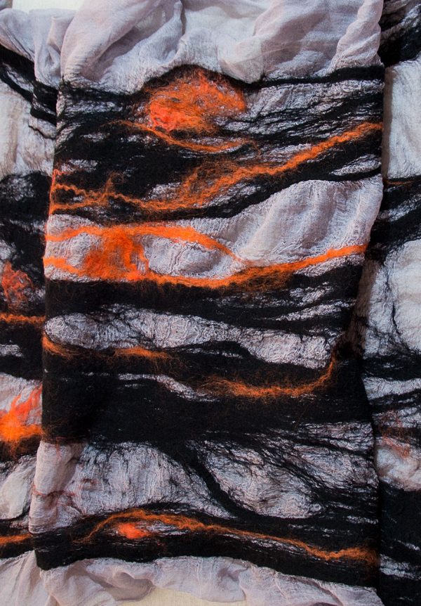 Scarf of felt and fabric