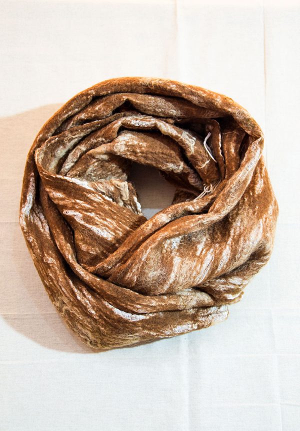 Scarf of felt and fabric