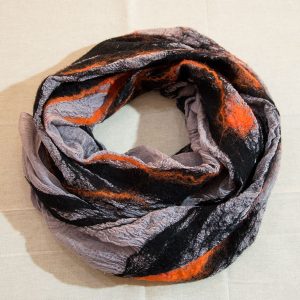 Scarf of felt and fabric