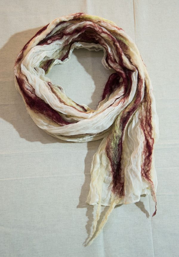 Scarf of felt and fabric