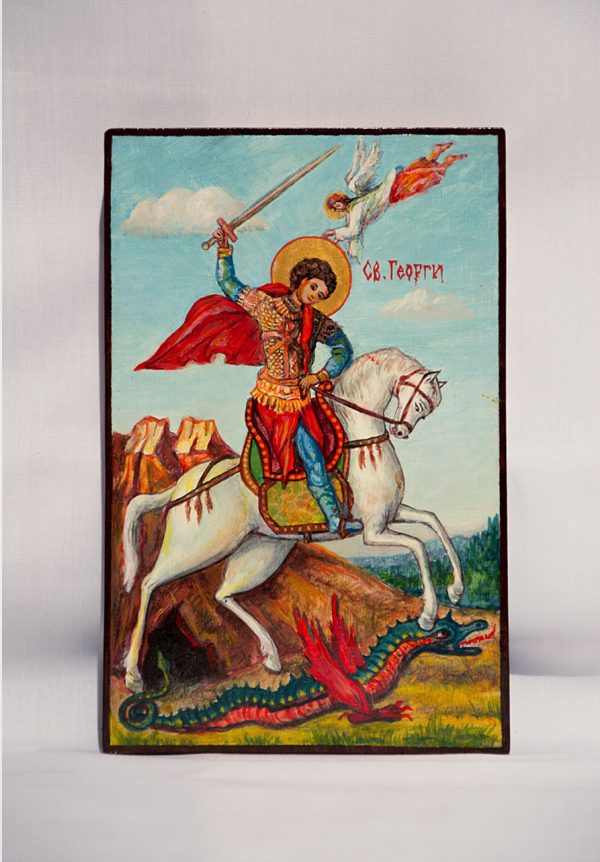 wood orthodox icon St. George